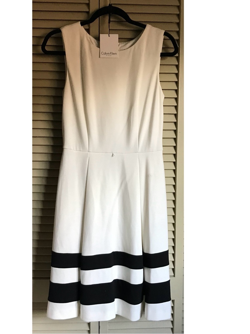 Calvin Klein white striped sleeveless dress